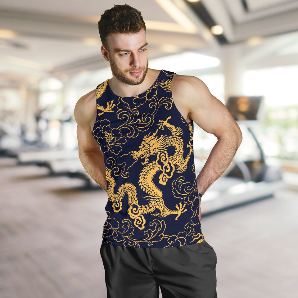 Gold dragon pattern Men Tank Top