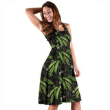 Green Peas Pattern Print Design 02 Sleeveless Midi Dress