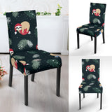 Cute Sloths Sleeping Christmas Ball Santa Hat Pattern Dining Chair Slipcover
