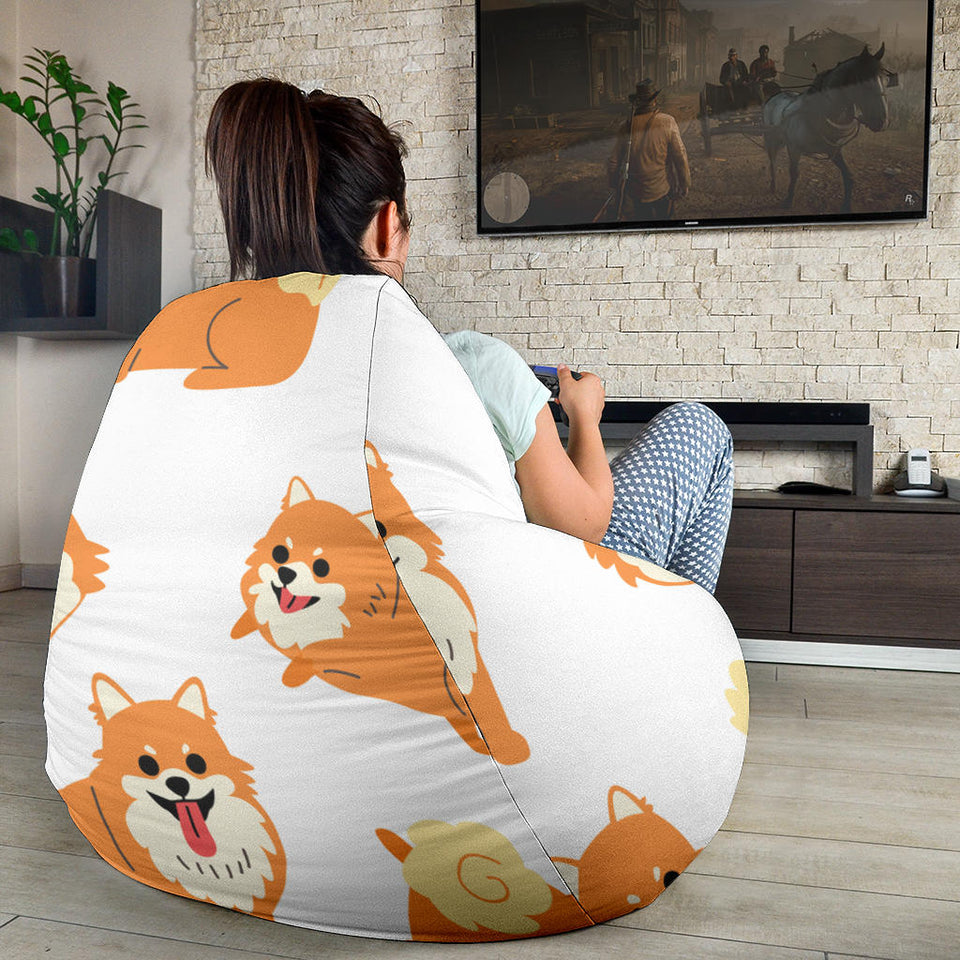 Brown Pomeranian Pattern Bean Bag Cover