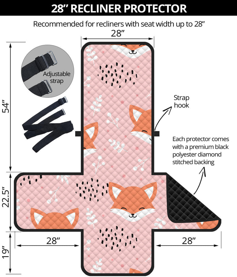 Cute fox pattern pink background Recliner Cover Protector