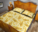Saxophone cornet pattern yellow background Quilt Bed Set