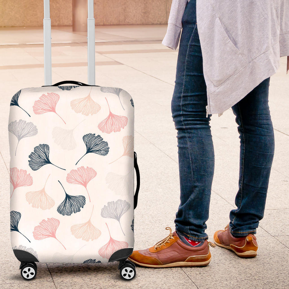 Black Gray Cream Coral Ginkgo Leaves Pattern Luggage Covers