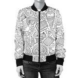 Cartoon Hand Drawn Ice Cream Black White Women'S Bomber Jacket