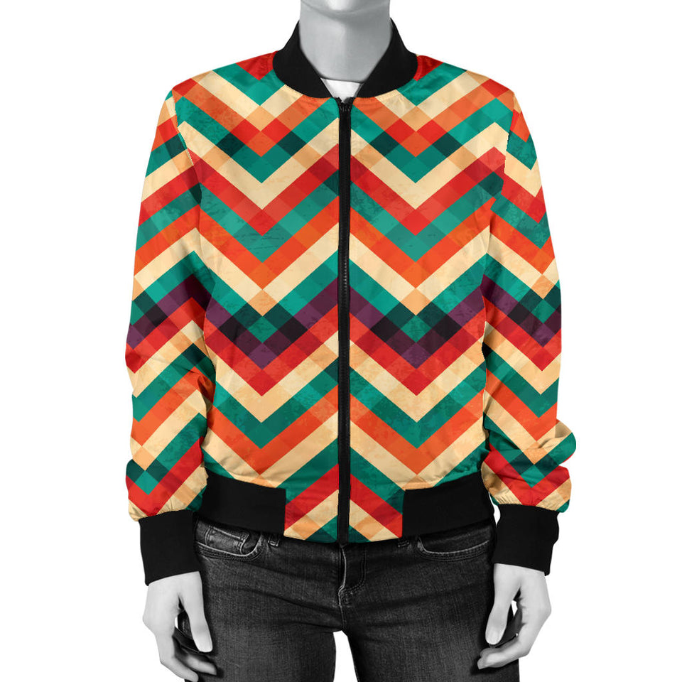 Zigzag  Chevron Colorful Pattern Women'S Bomber Jacket