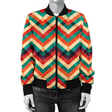 Zigzag  Chevron Colorful Pattern Women'S Bomber Jacket