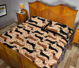 Dachshund floral background Quilt Bed Set