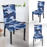 Blue Camo Camouflage Pattern Dining Chair Slipcover