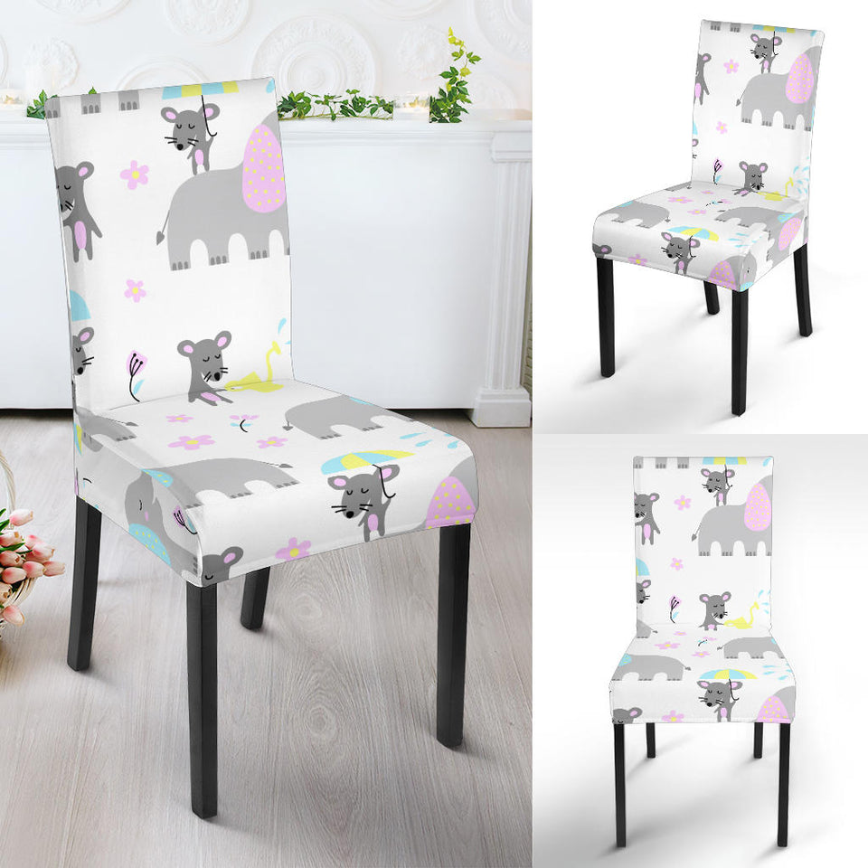 Cute Elephant Mouse Pattern Dining Chair Slipcover