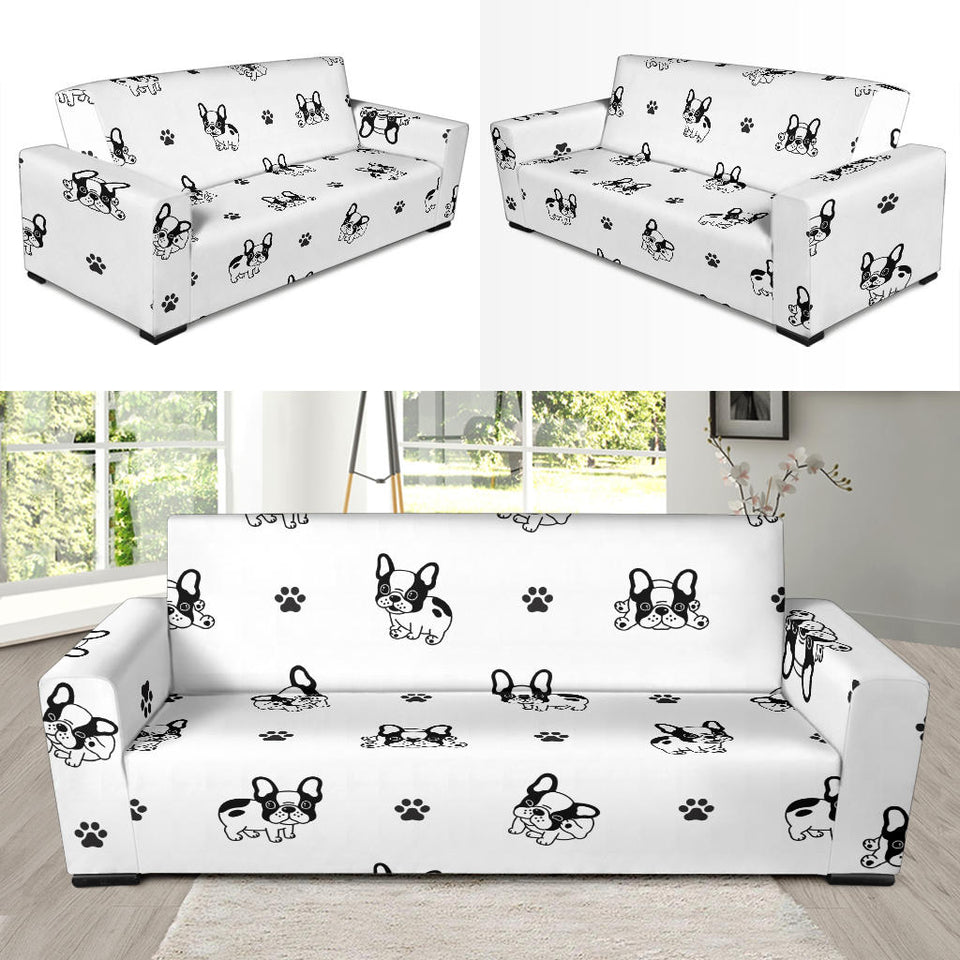 Cute French Bulldog Paw Pattern Sofa Slipcover
