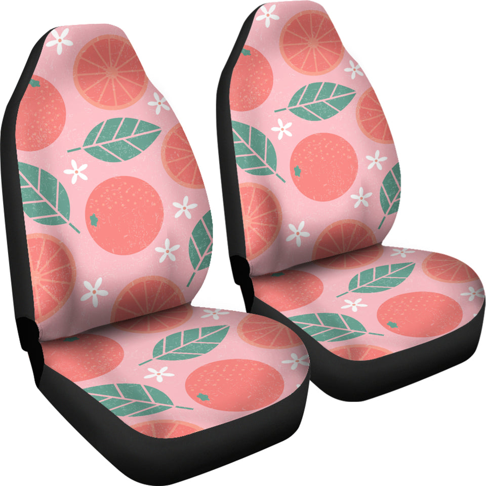 Grapefruit Leaves Flower Pink Background Universal Fit Car Seat Covers
