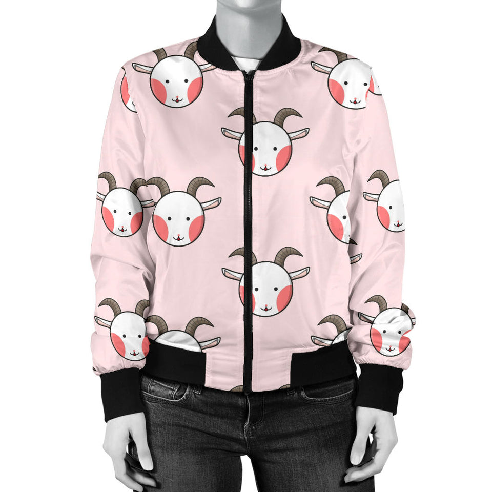 Cute Goat Pattern Women'S Bomber Jacket