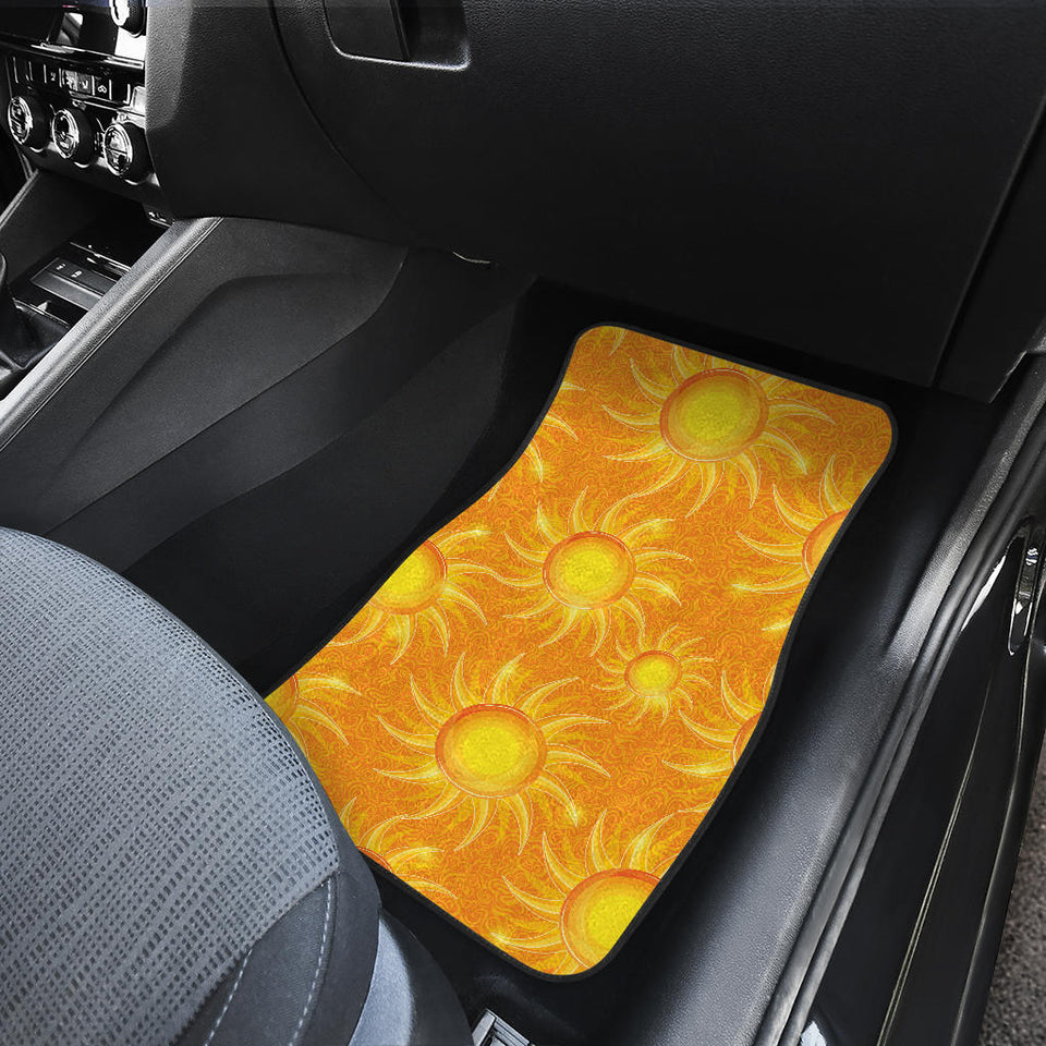 Sun Orange Background Front And Back Car Mats