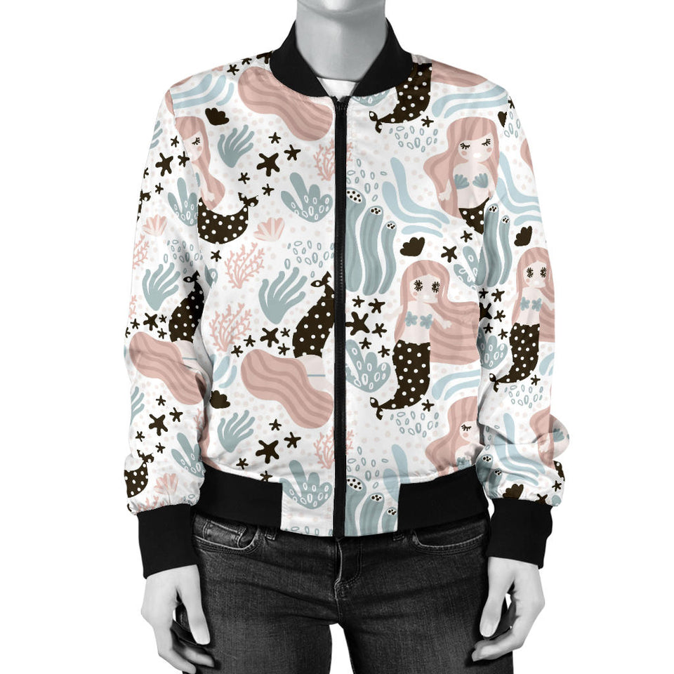 Cute Mermaid Pattern Women'S Bomber Jacket