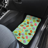 Colorful Donut Pattern Green Background Front Car Mats