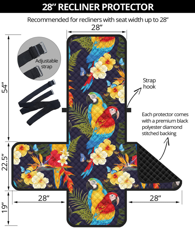Colorful parrot flower pattern Recliner Cover Protector
