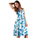 Coral Reef Pattern Print Design 01 Sleeveless Midi Dress