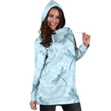 Dragonfly Pattern Blue Background Women'S Hoodie Dress