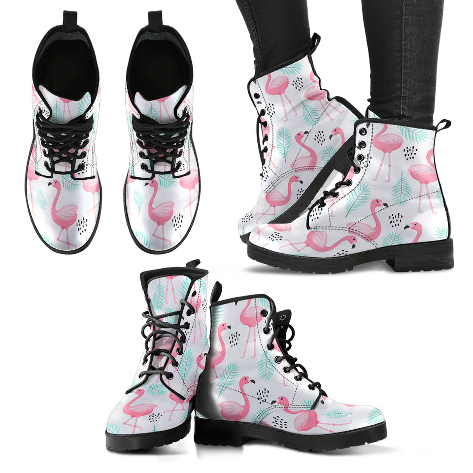 Cute Flamingo Pattern Leather Boots
