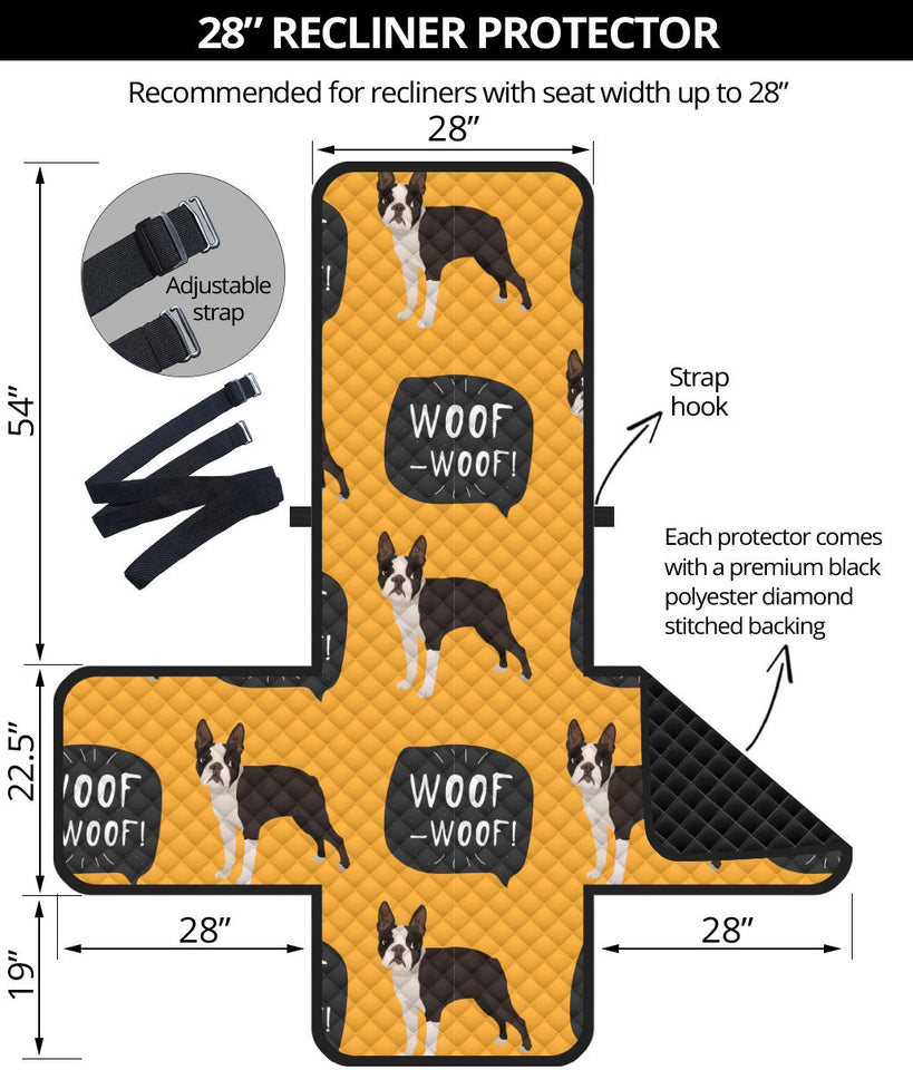 Boston terrier design pattern Recliner Cover Protector