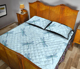 Dragonfly pattern blue background Quilt Bed Set