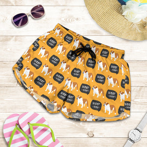 English Bulldog Pattern Print Design 04 Women Shorts