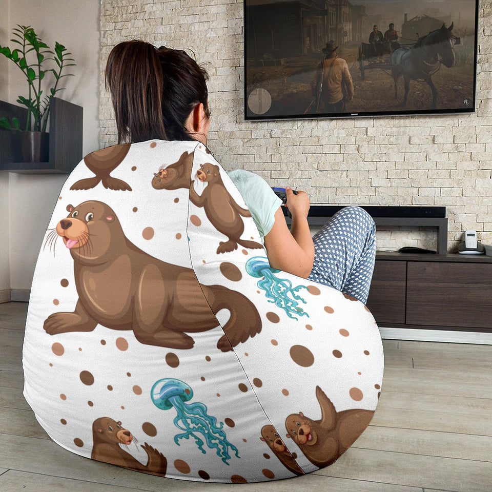 Sea Lion Seals Jellyfish Pattern Bean Bag Cover
