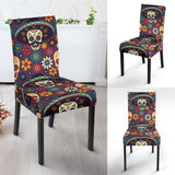 Sugar Skulls Flower Maxican Pattern Dining Chair Slipcover