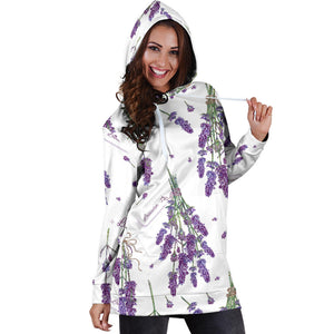 Lavender Flower Design Pattern Women'S Hoodie Dress