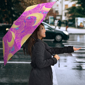 Moon Pink Rose Background Umbrella