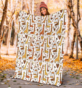 Giraffe Pattern Print Design 04 Premium Blanket