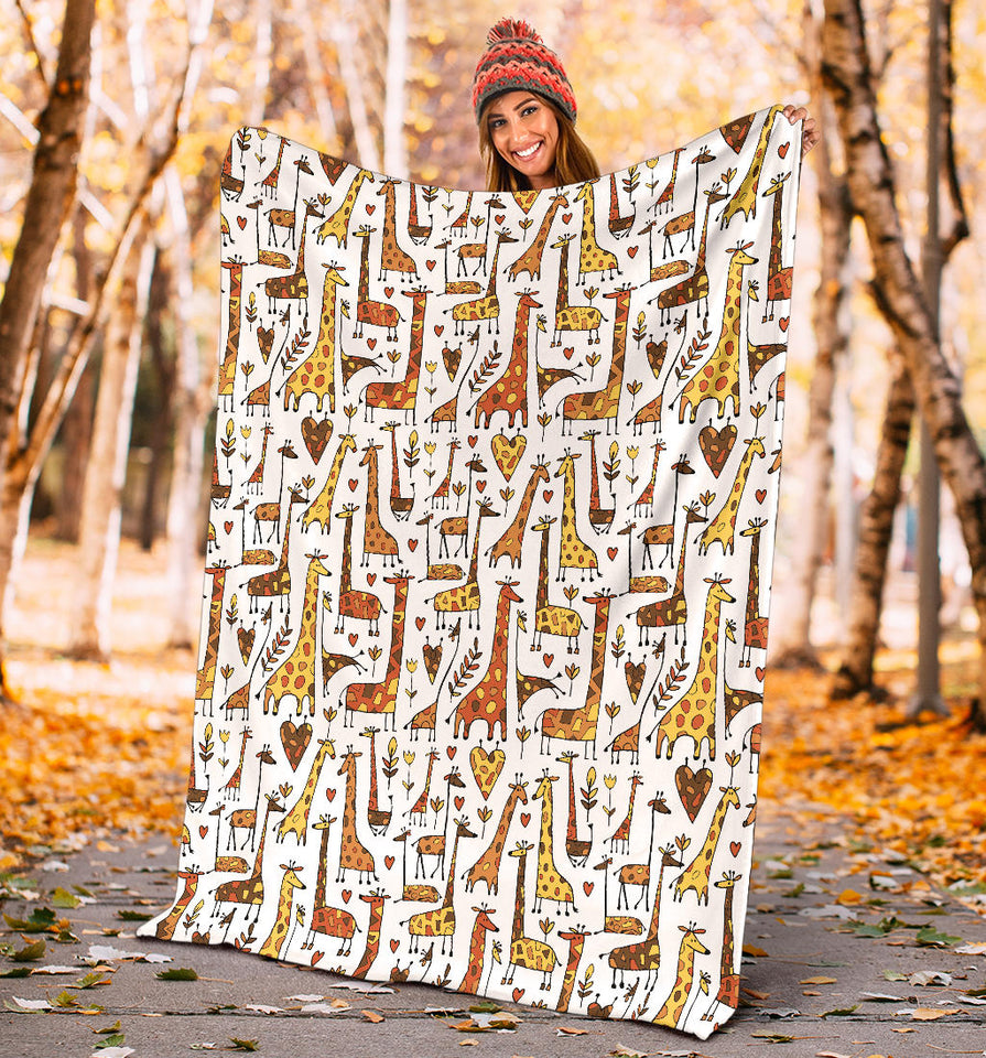 Giraffe Pattern Print Design 04 Premium Blanket