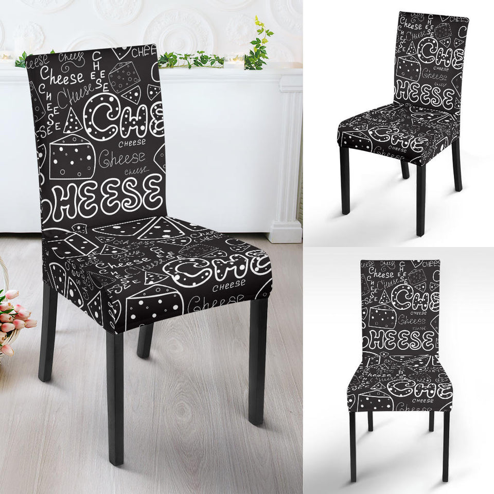 Handwritten Cheese Pattern Dining Chair Slipcover