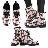 Horses Running Pattern Background Leather Boots