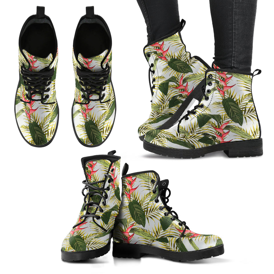 Heliconia Pattern Leather Boots