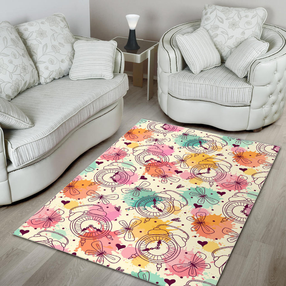 Clock Butterfly Pattern Area Rug