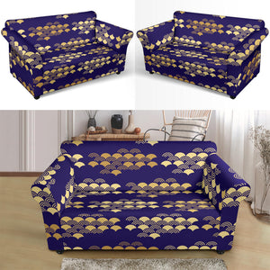 Beautiful Japanese Fan Pattern Loveseat Couch Slipcover