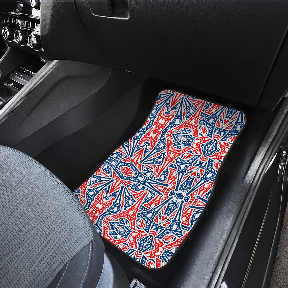 Eiffel Tower Pattern Print Design 02 Front and Back Car Mats