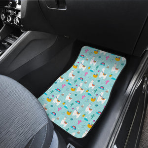 Llama Alpaca Cactus Leaves Pattern Front Car Mats