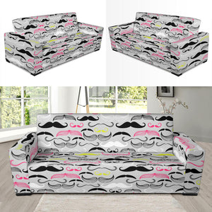 Mustache Beard Pattern Print Design 02 Sofa Slipcover
