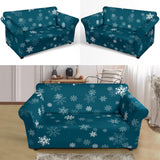 Snowflake Pattern Dark Background Loveseat Couch Slipcover