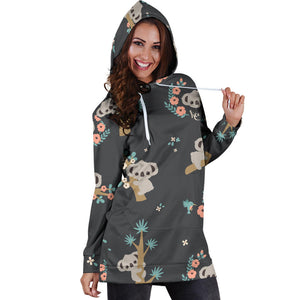 Cute Koala Pattern Women'S Hoodie Dress