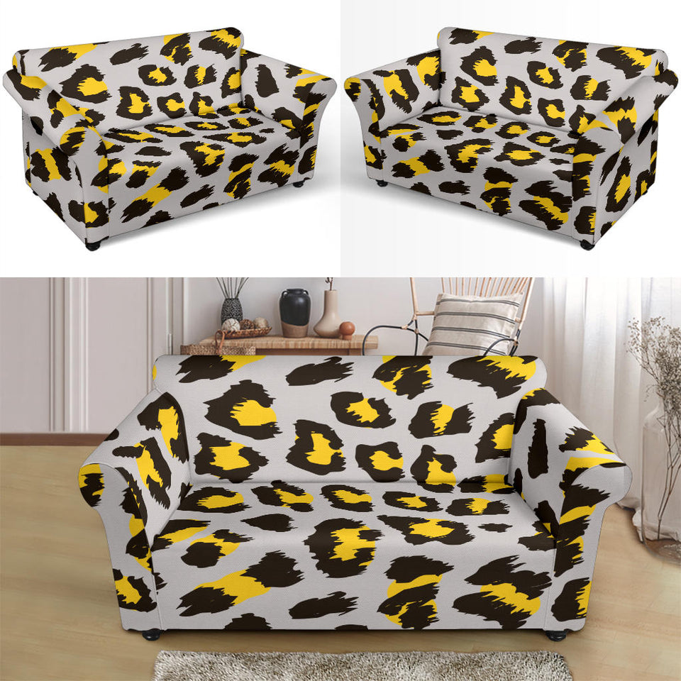 Gray Leopard Print Pattern Loveseat Couch Slipcover