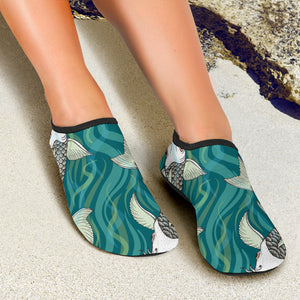 Koi Fish Carp Fish Lotus Pattern Aqua Shoes