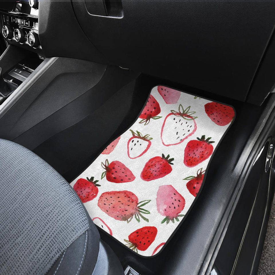 Watercolor Hand Drawn Beautiful Strawberry Pattern Front And Back Car Mats