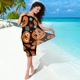 Pumpkin Flowers Spiderweb Halloween Theme Sarong