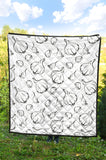 Garlic Pattern Black White Premium Quilt