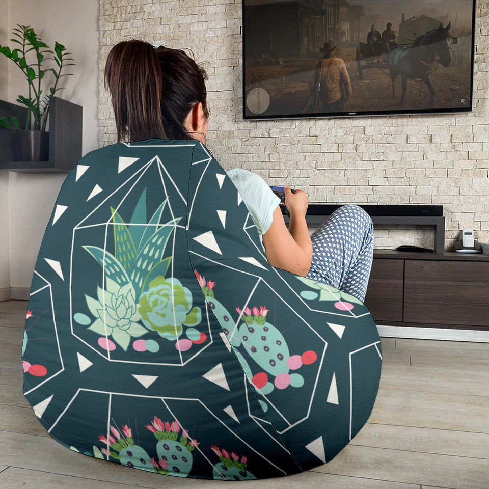 Cactus Glass Terrarium Pattern Bean Bag Cover