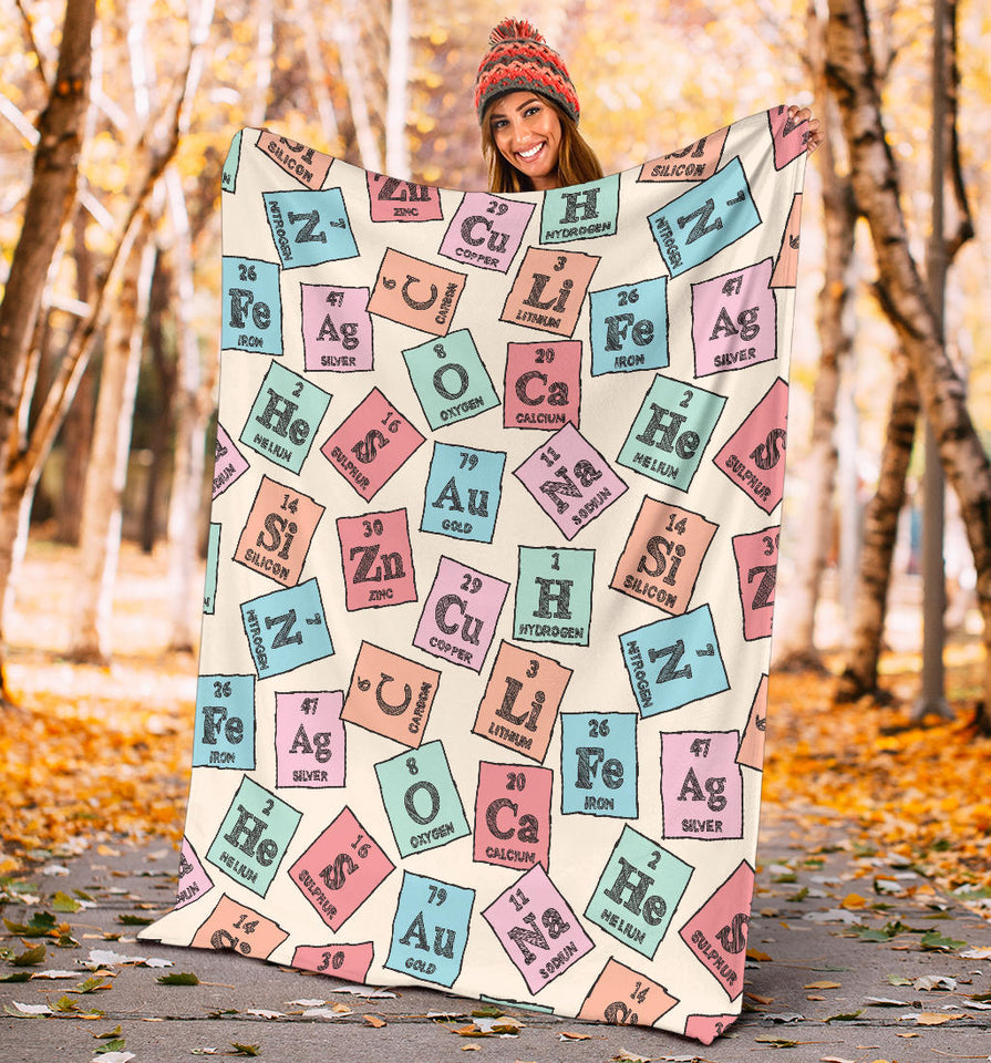 Chemistry Periodic Table Pattern Print Design 02 Premium Blanket