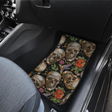 Skull Rose Humming Bird Flower Pattern Front And Back Car Mats